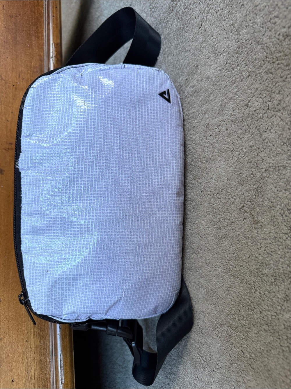 White Crossbody Belt Bag with Black Strap